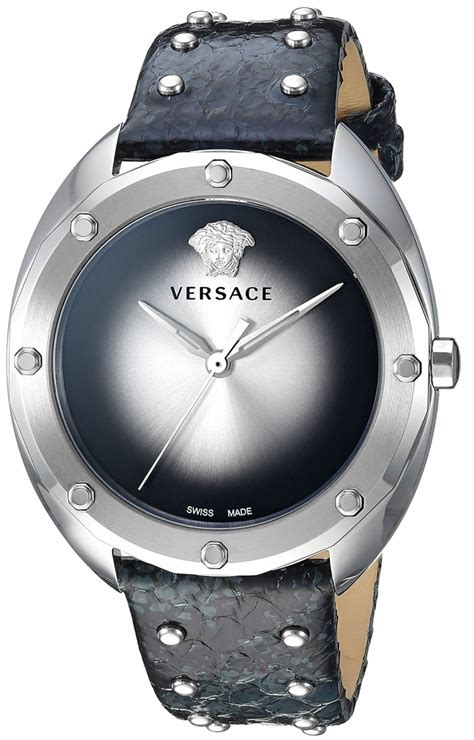 Versace Shadov Quartz Silver / Black Dial Ladies Watch 